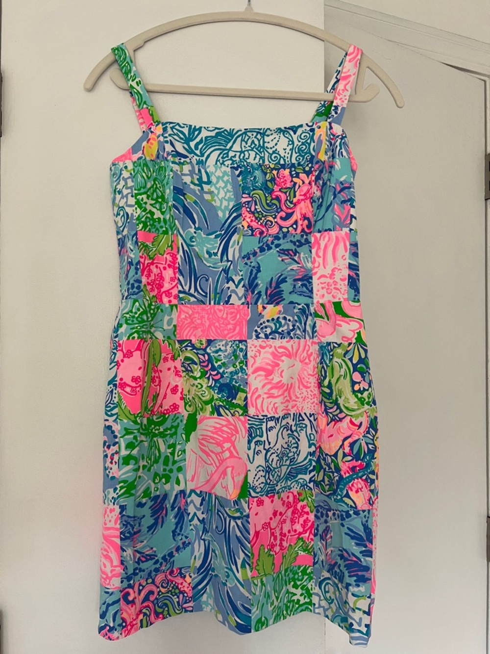 Lilly Pulitzer Patchwork Print Sundress in Bright Blue, Pink & Green